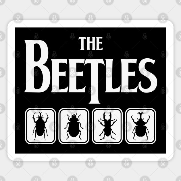 The Beetles: Punny Parody Beetlemania Silhouette Design Magnet by TwistedCharm